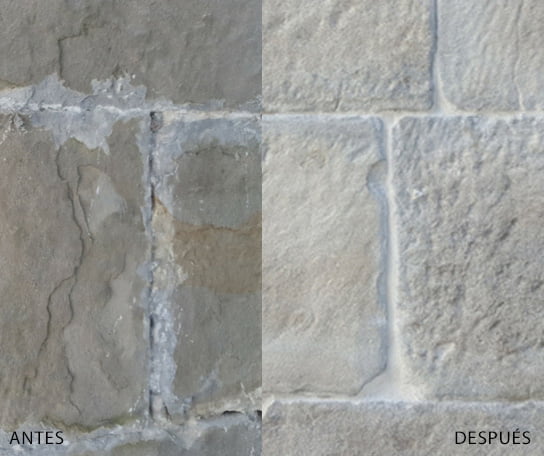 Antes y después limpieza fachada piedra